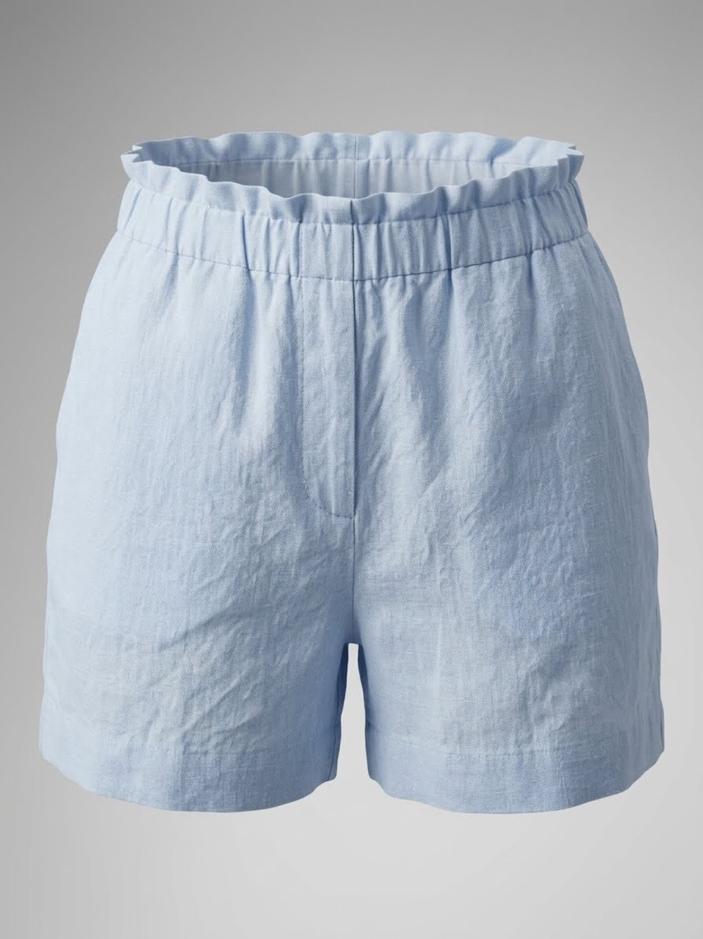 Banana Republic Light Blue Linen Elastic-Waist Shorts